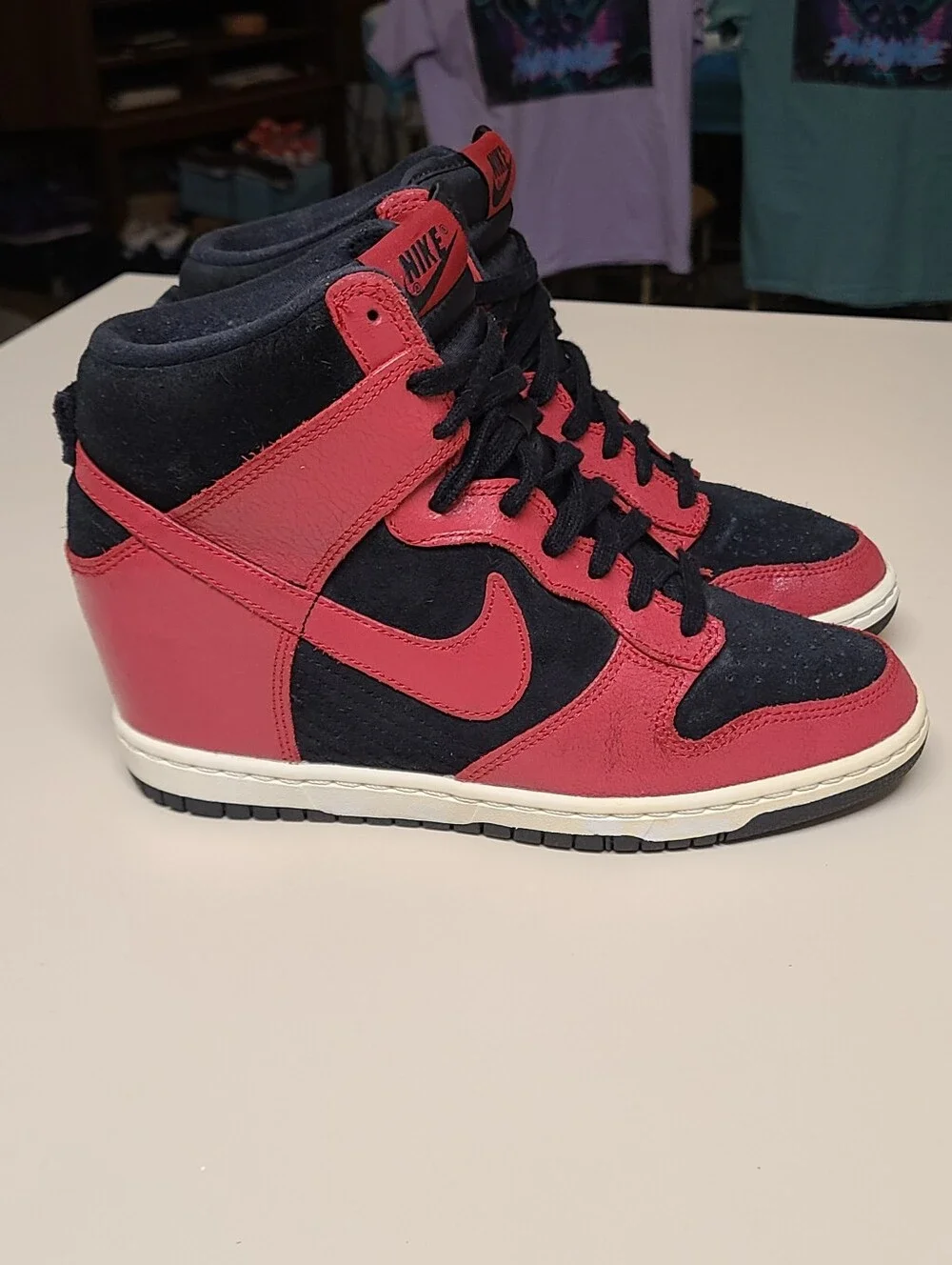 Nike Dunk Sky Hi Essentials Bred hidden wedge skateboard sneakers size 8